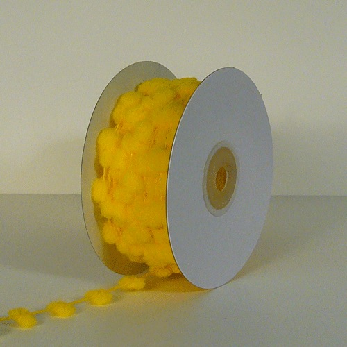 Yellow Mini Wired Pom Pom Trim Ribbon