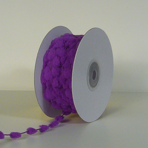 Purple Mini Wired Pom Pom Trim Ribbon