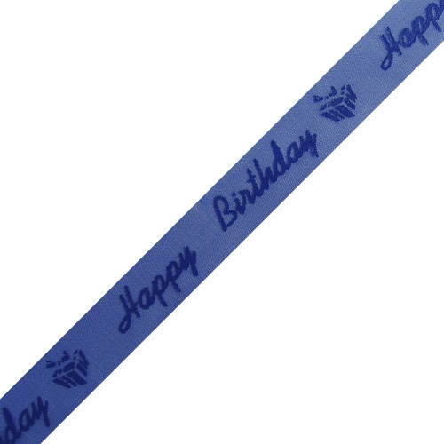 Navy "Happy Birthday" Print on Sheer Ribbon