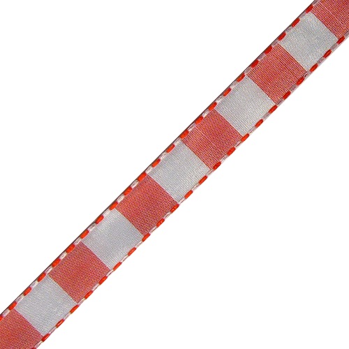 Red & White Color Blocked Woven Ribbon