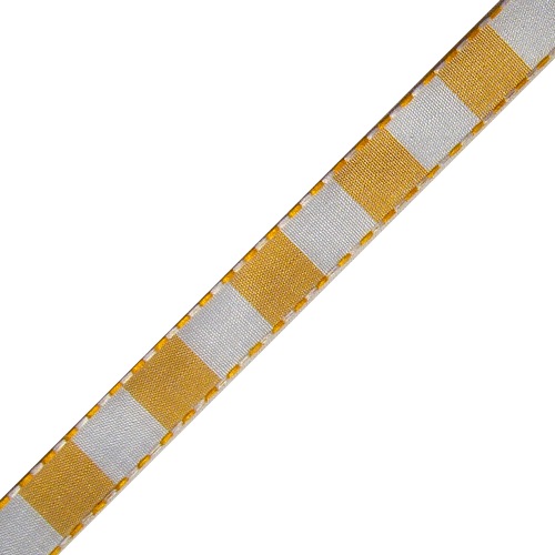Gold & White Color Blocked Woven Ribbon