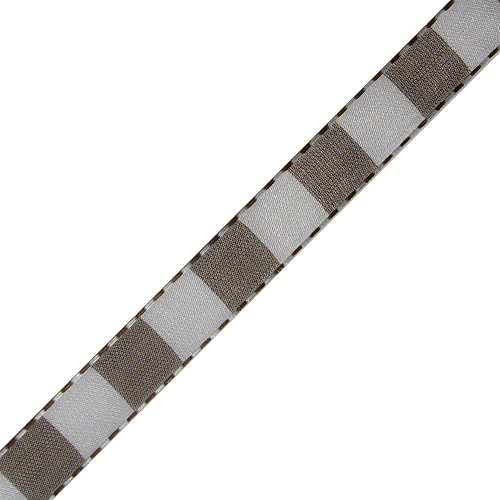 Brown & White Color Blocked Woven Ribbon