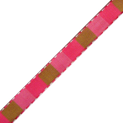 Hot Pink & Brown Color Blocked Woven Ribbon