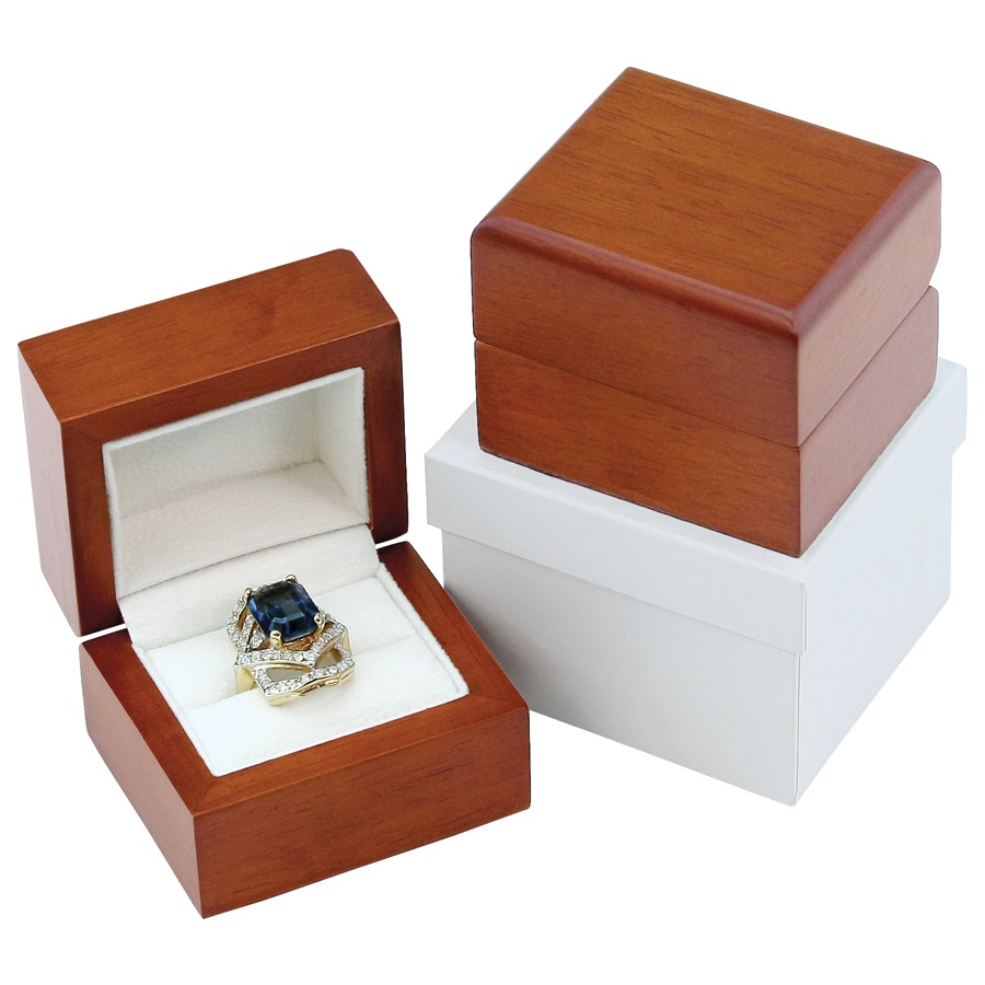 Classic Premium Brown Hardwood Ring Box