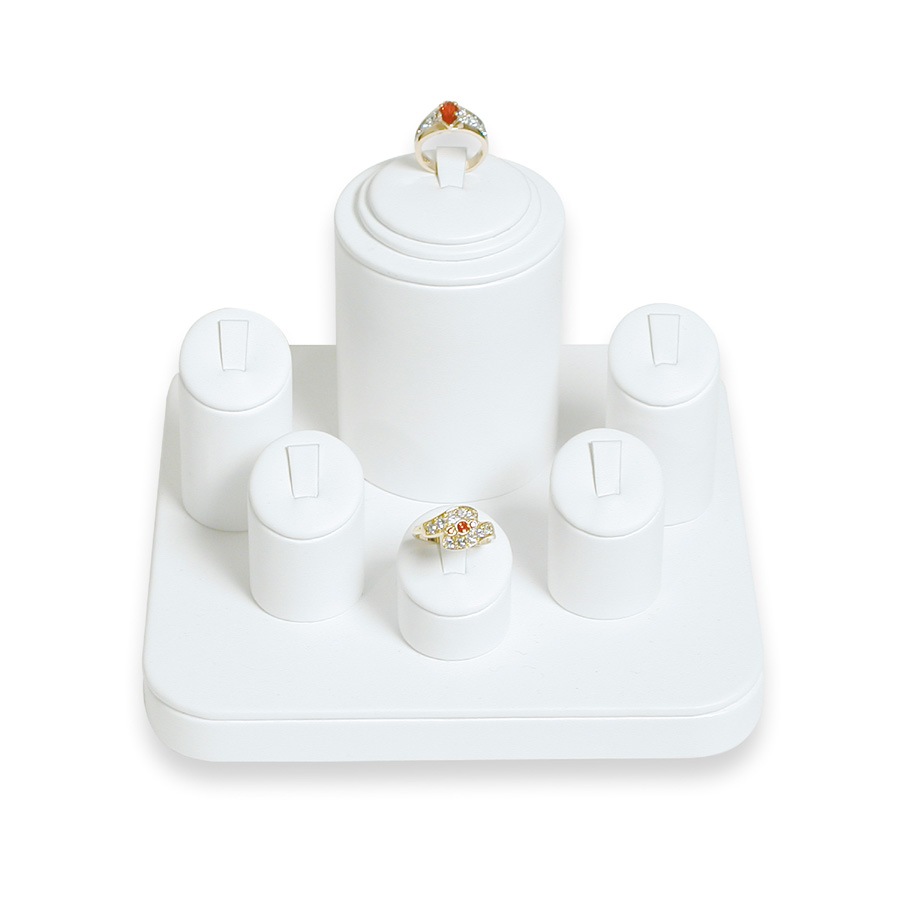 White Leatherette 6-Ring Display Set