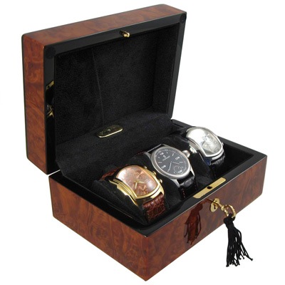 Maple Burl Zurigo Three - Orbita Watch Case Collection