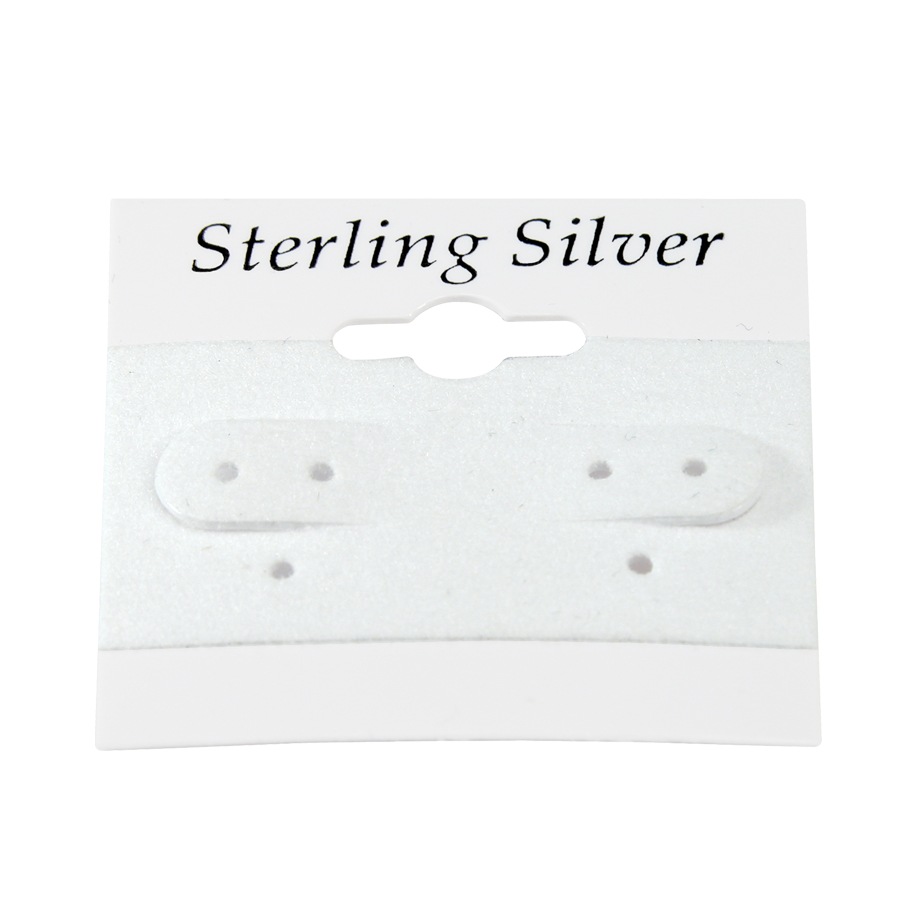 White "Sterling Silver"  Hanging Earring Card (x100)