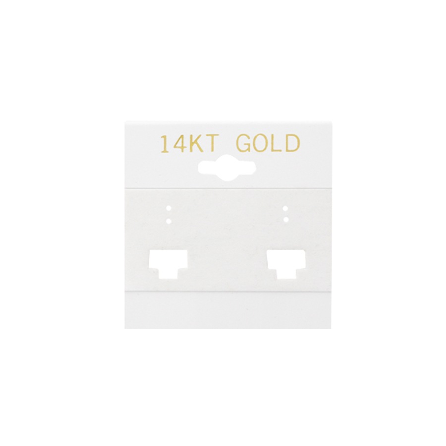 White "14KT GOLD"  French Clip Hanging Earring Card (x100)