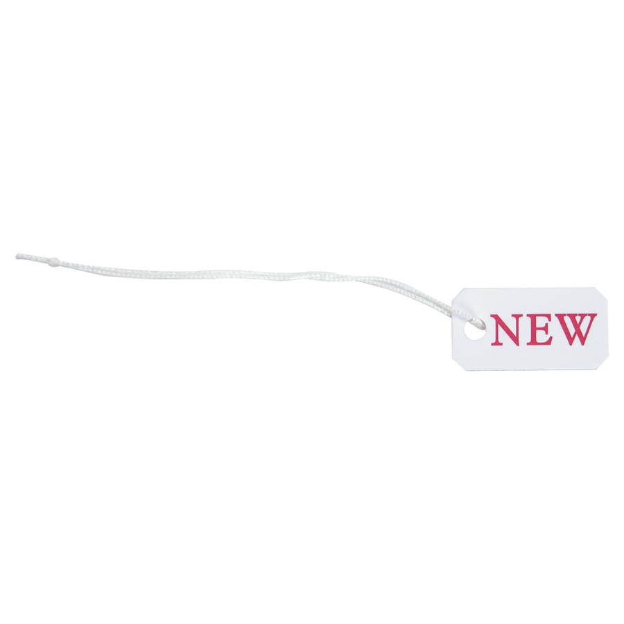 Pre-Printed "NEW" Plastic String Tags (x1000)