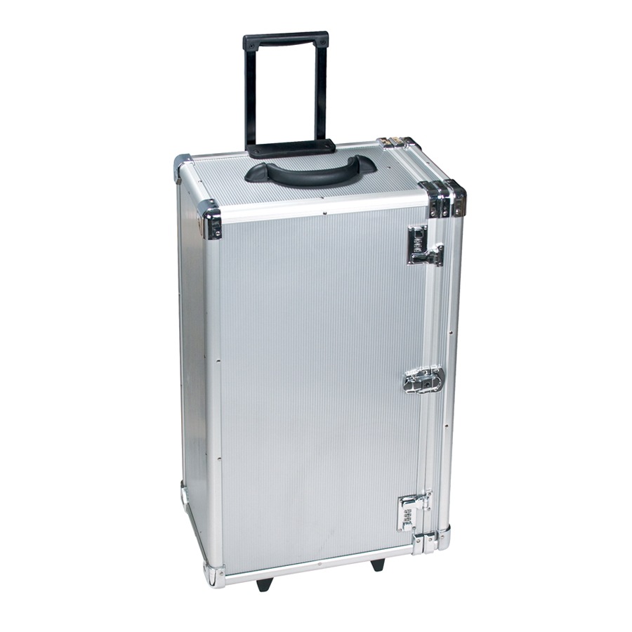 Large Silver Aluminum Carrying Case with Retractable Handle