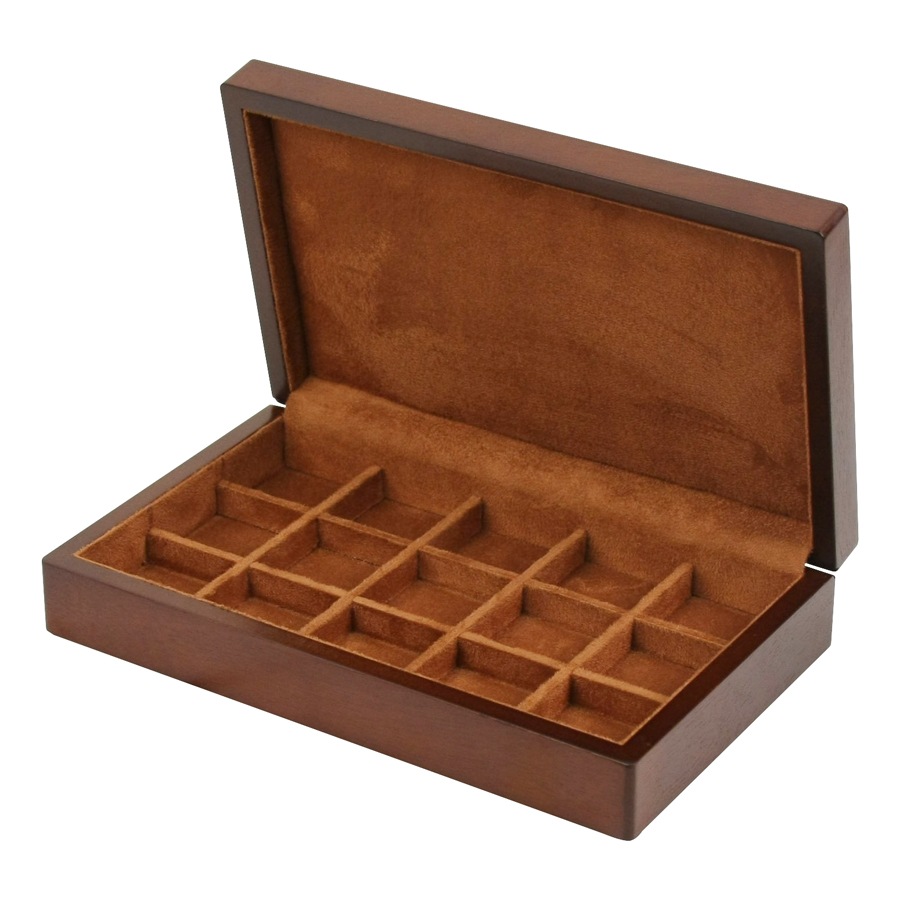 Wooden 15-Jewelry Slot Tray Case