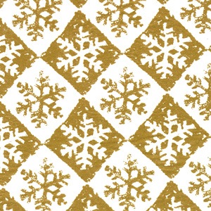 "Snowflake Check Gold" Printed Tissue Paper