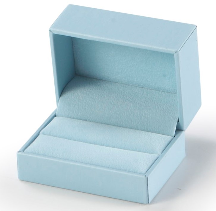 Light Blue Leatherette Double Ring Slit Box
