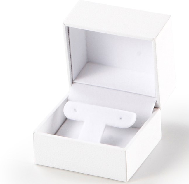 White Textured Leatherette Small Earring Tree Box