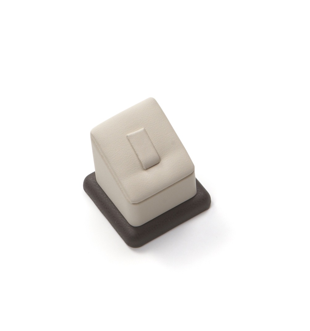 Chocolate/Beige Leatherette Short 1 Clip Ring Stand