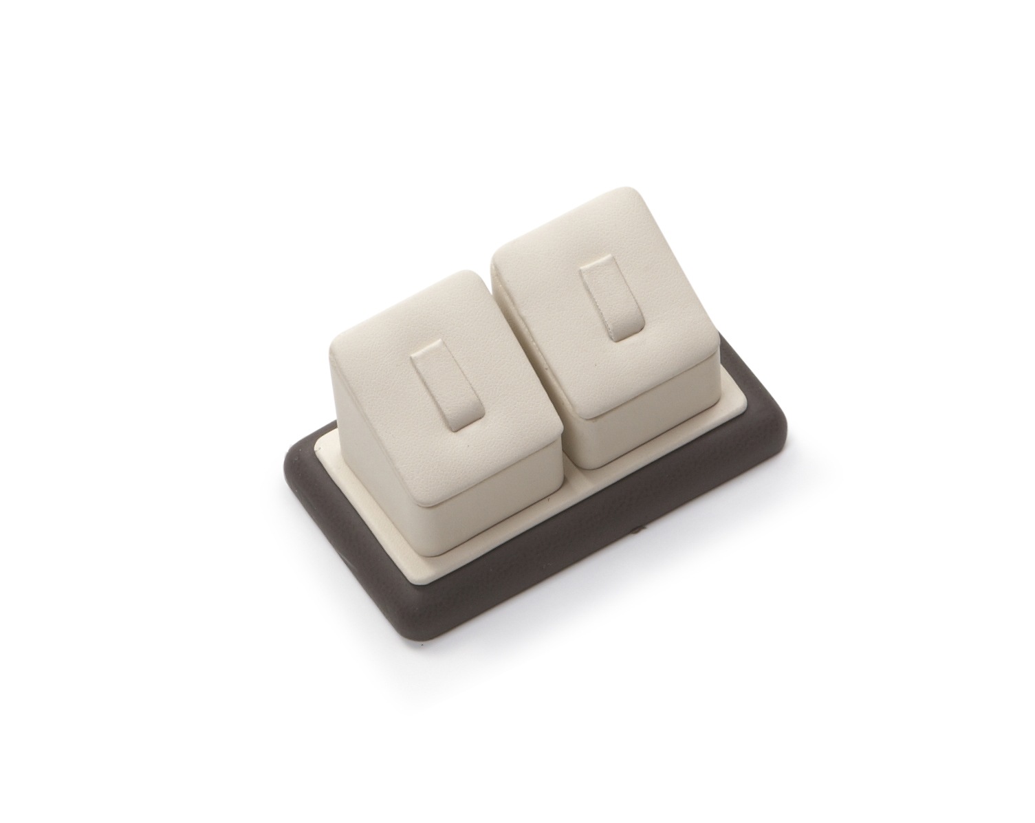 Chocolate/Beige Leatherette 2 Clip Ring Stand