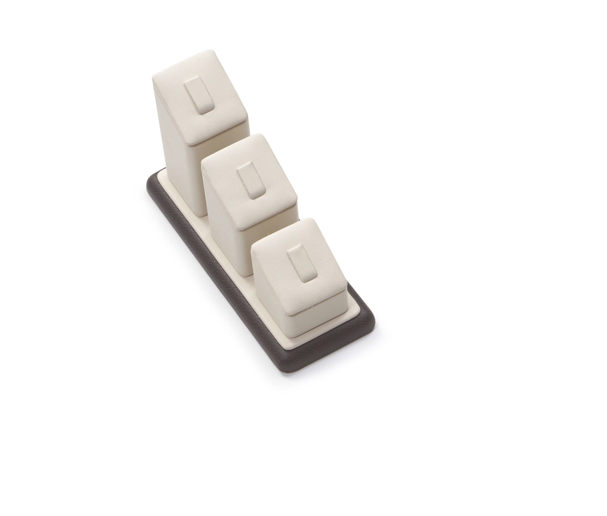 Chocolate/Beige Leatherette 3 Clip Ring Stand