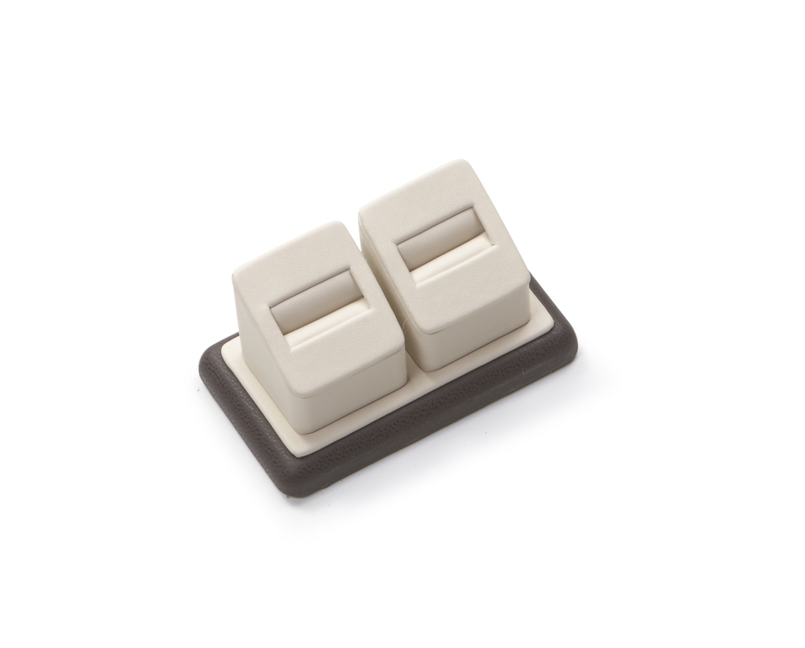 Chocolate/Beige Leatherette 2 Ring Slot Stand
