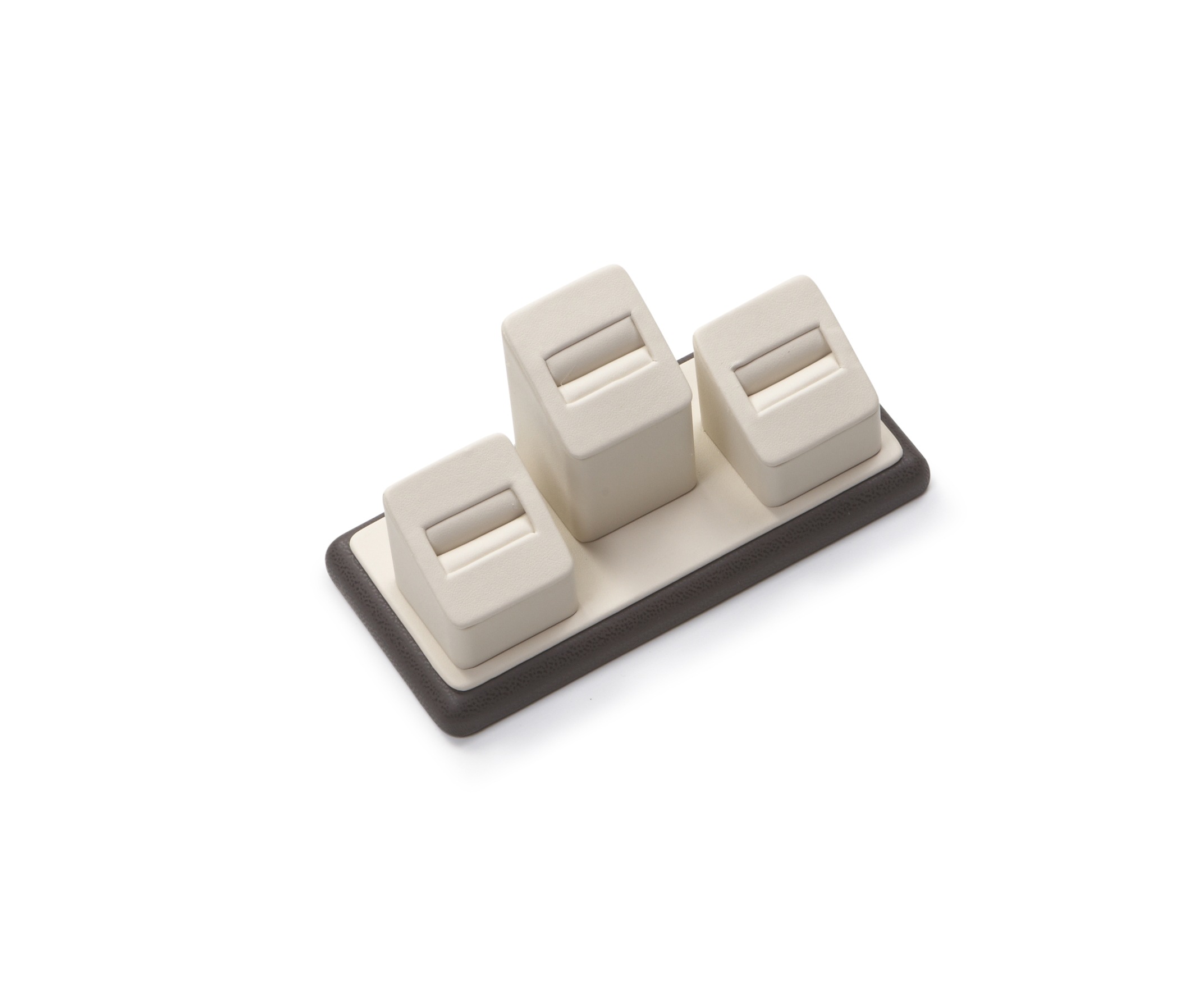 Chocolate/Beige Leatherette 3 Ring Slot Stand