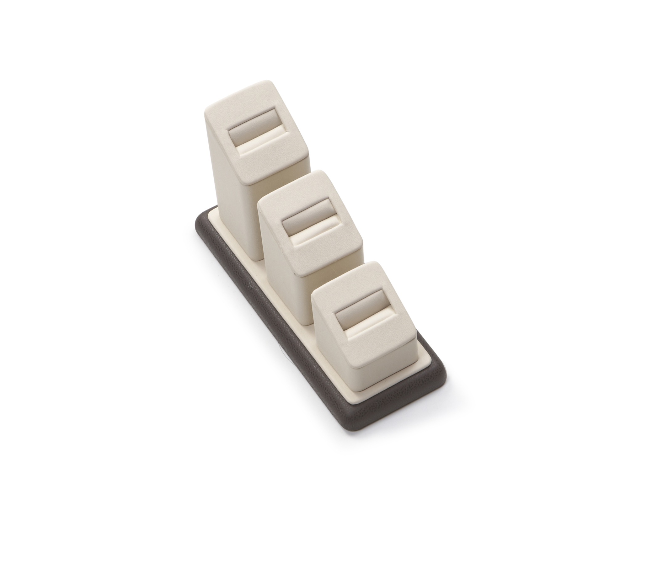Chocolate/Beige Leatherette 3 Ring Slot Stand