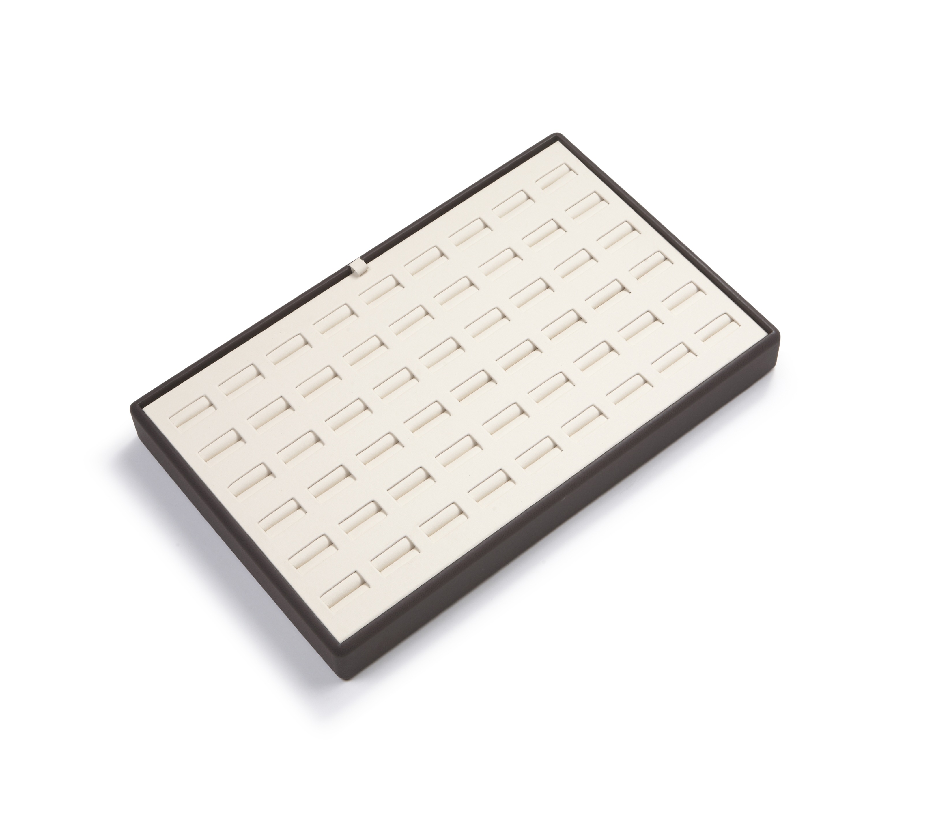 Chocolate/Beige Leatherette 72 Slot Ring Tray