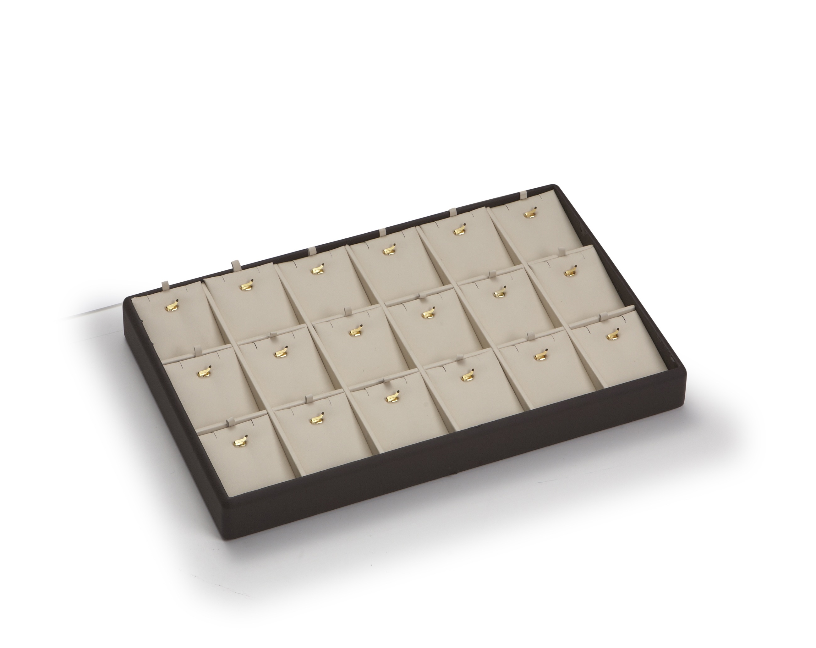 Chocolate/Beige Leatherette 18 Earring/Pendant Tray