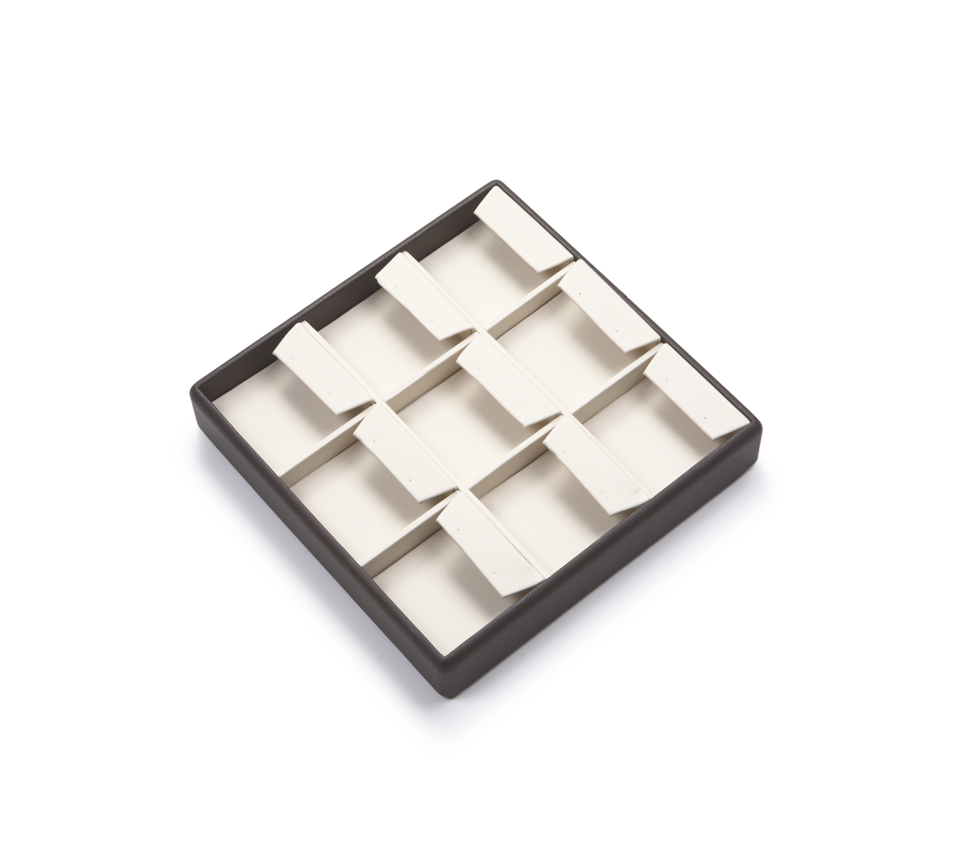 Chocolate/Beige Leatherette 9 Earring Tray