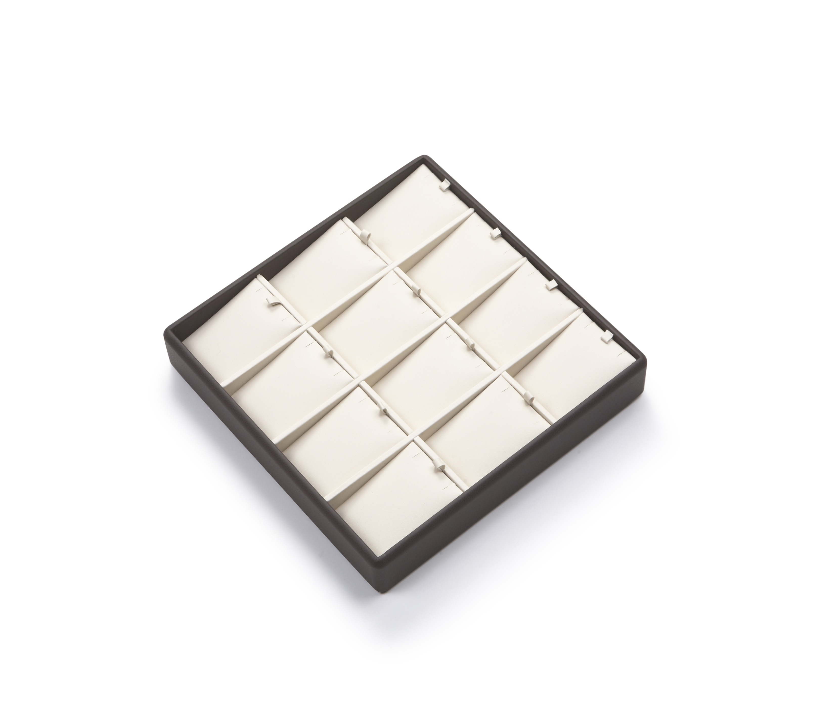 Chocolate/Beige Leatherette 12 Pendant Tray