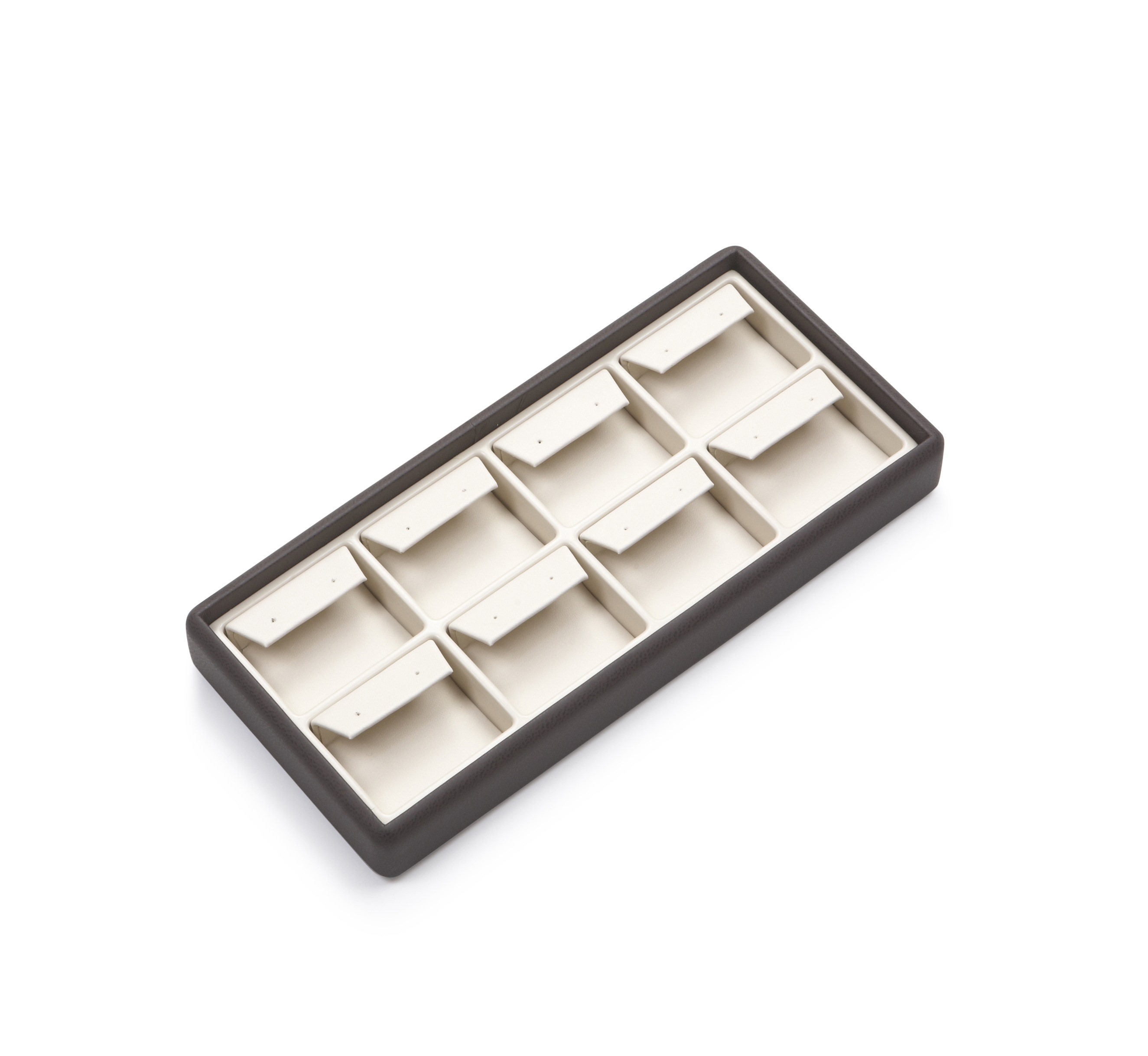 Chocolate/Beige Leatherette Light Weight 8 Earring Tray