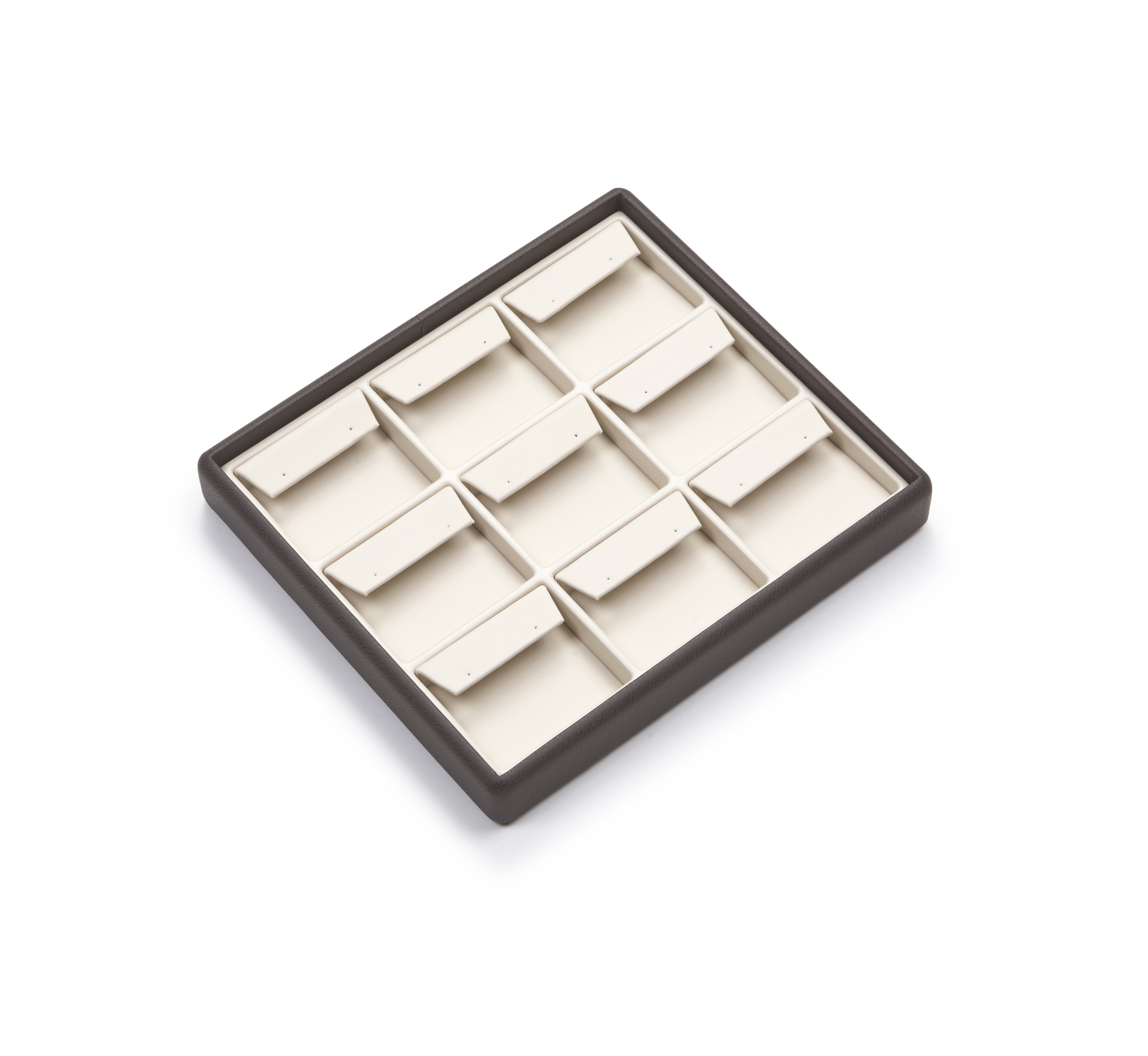 Chocolate/Beige Leatherette Light Weight 9 Earring Tray