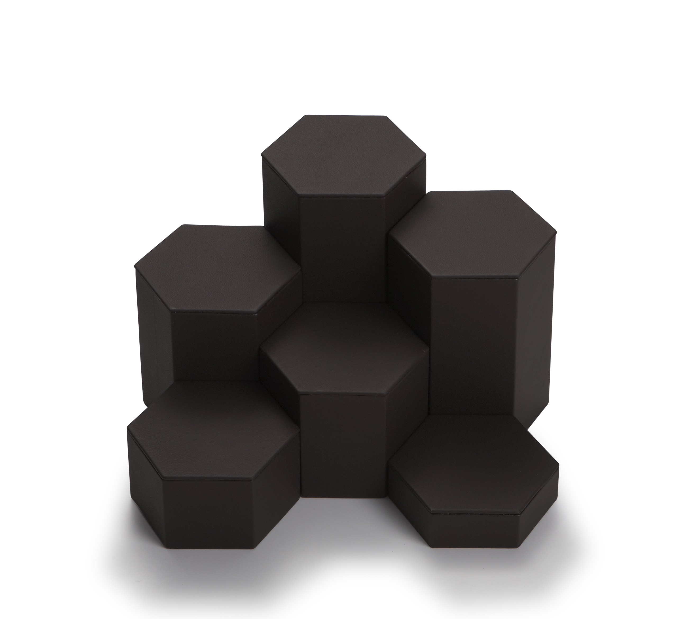 Chocolate Leatherette 6 Pc Hexagonal Risers