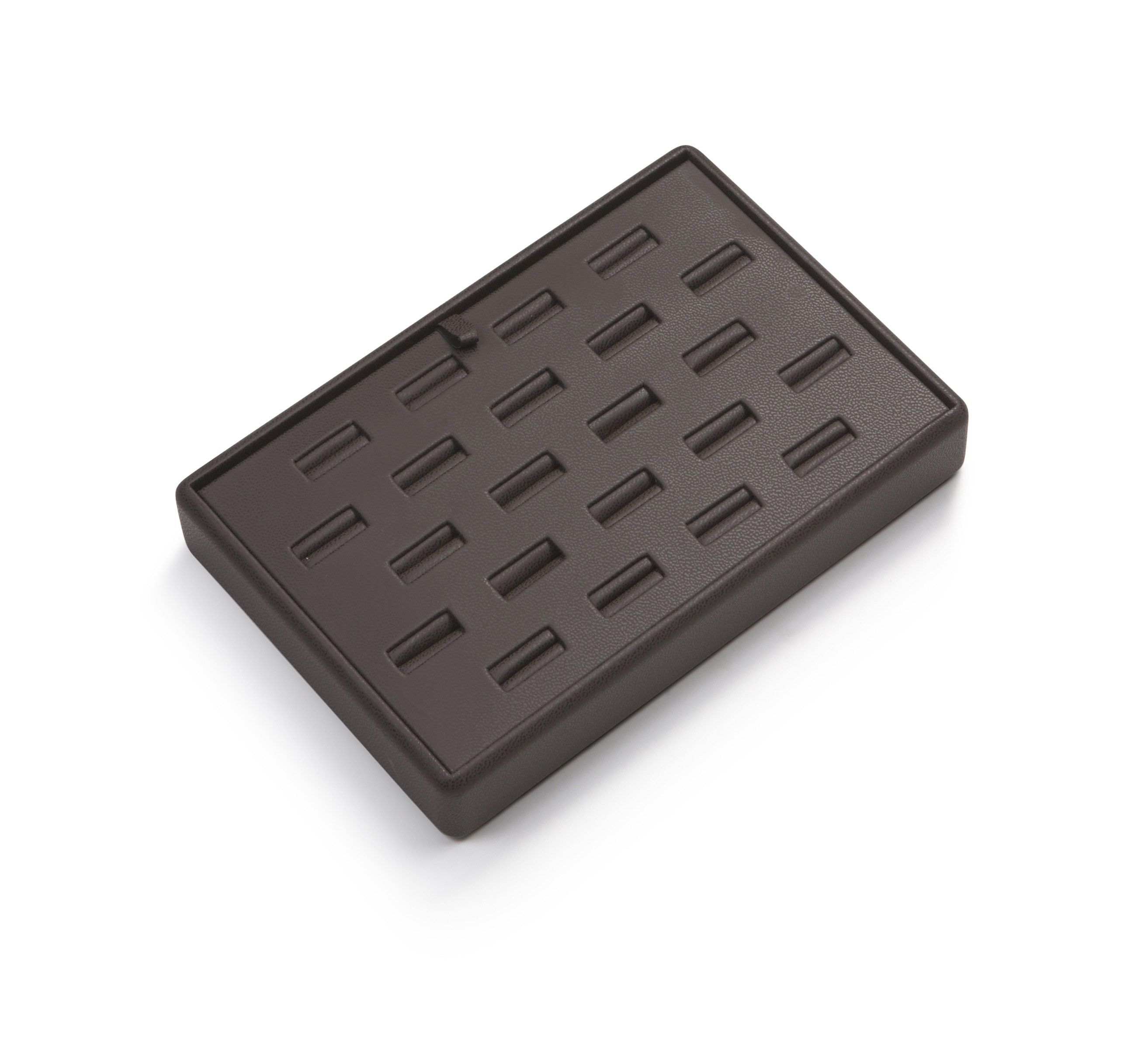Chocolate Leatherette 22 Slot Ring Tray
