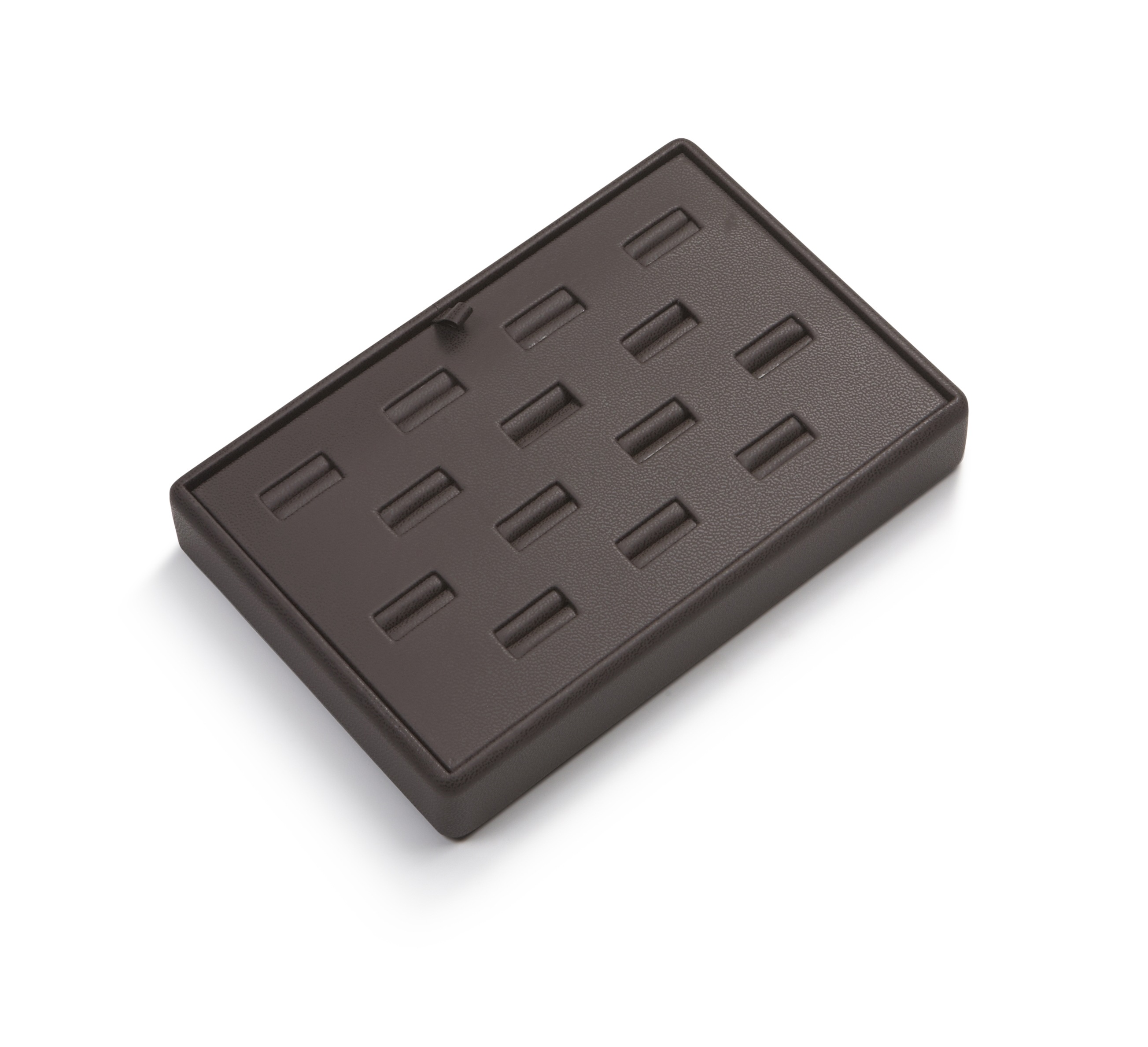 Chocolate Leatherette 14 Slot Ring Tray