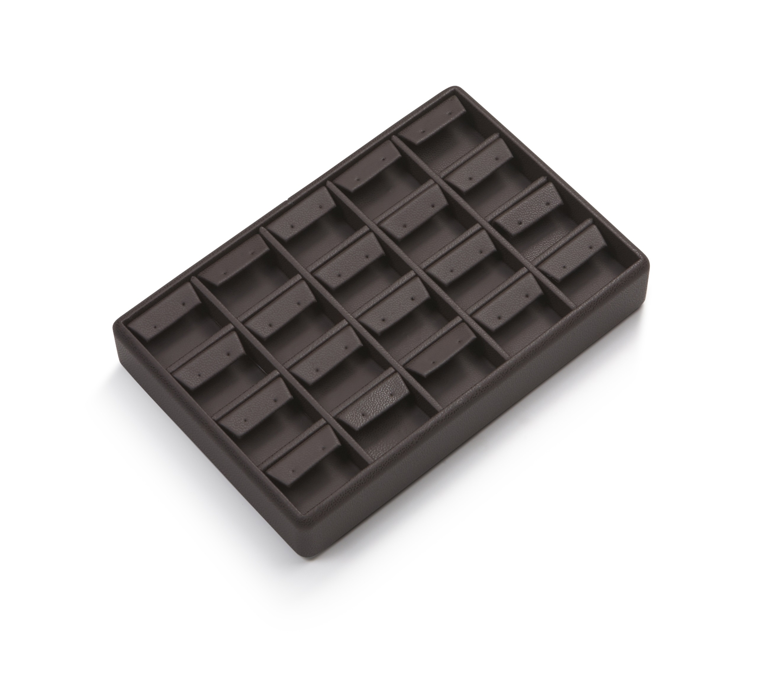 Chocolate Leatherette 20 Earring Tray