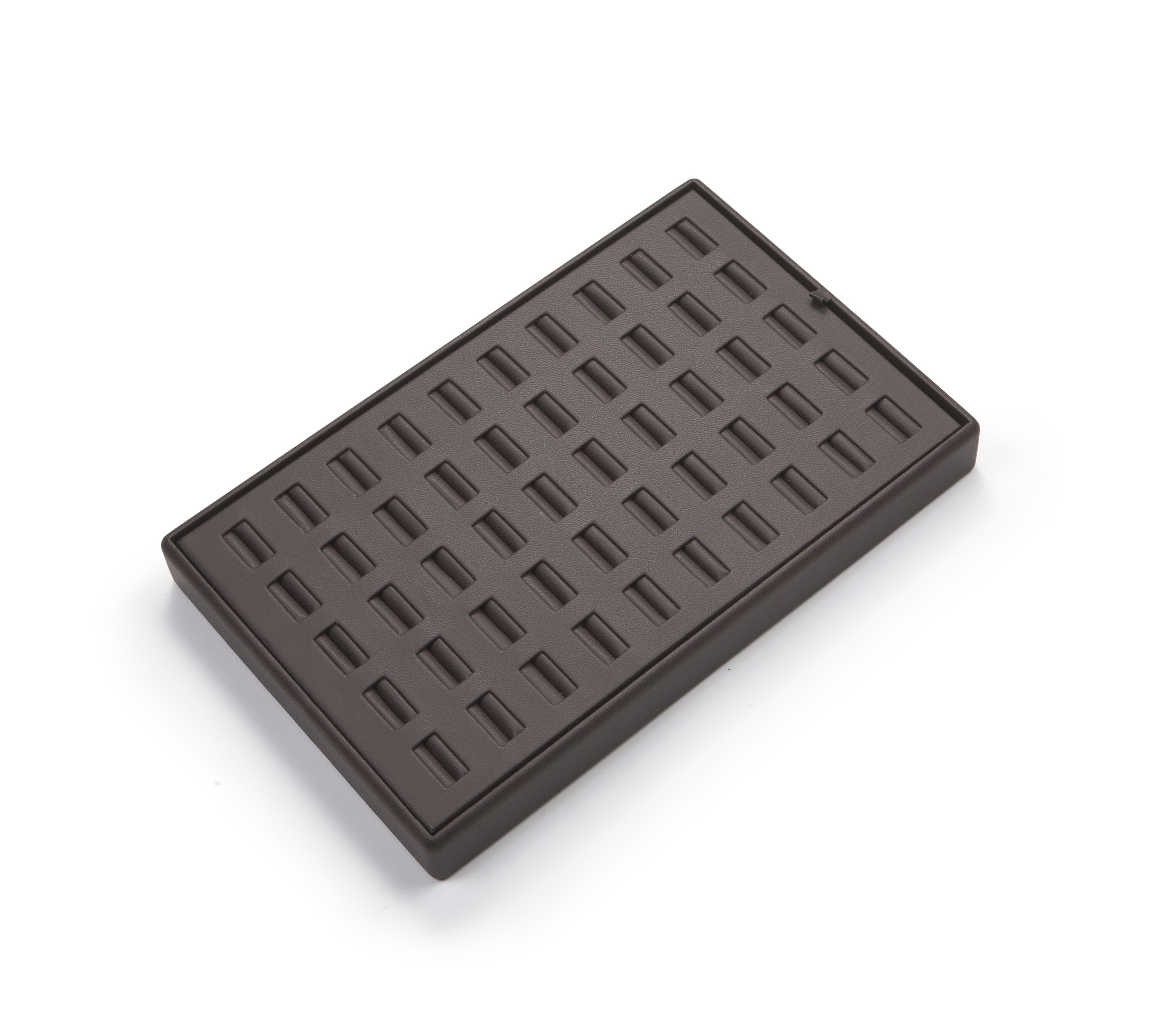 Chocolate Leatherette 50 Slot Ring Tray