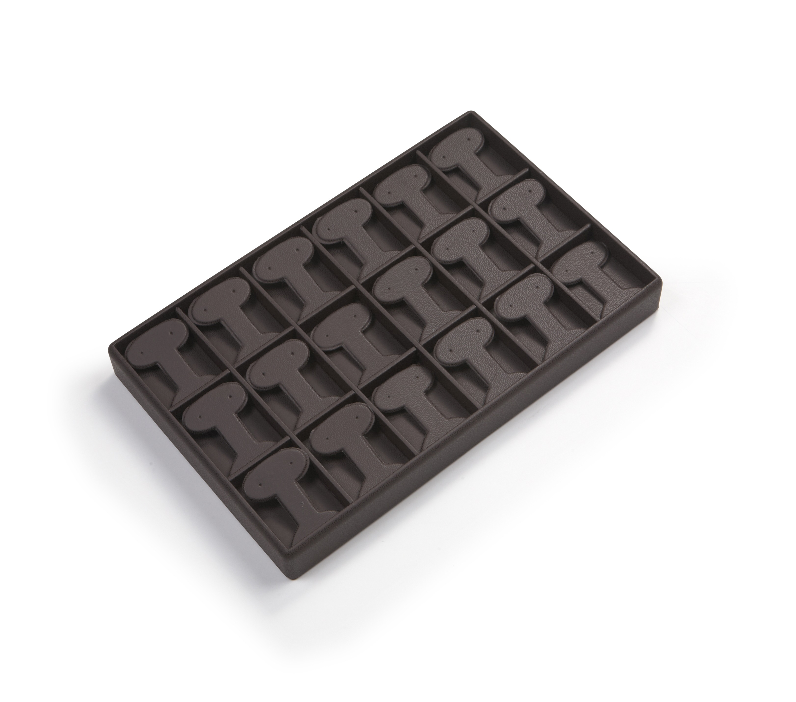 Chocolate Leatherette 18 Earring Tree Tray