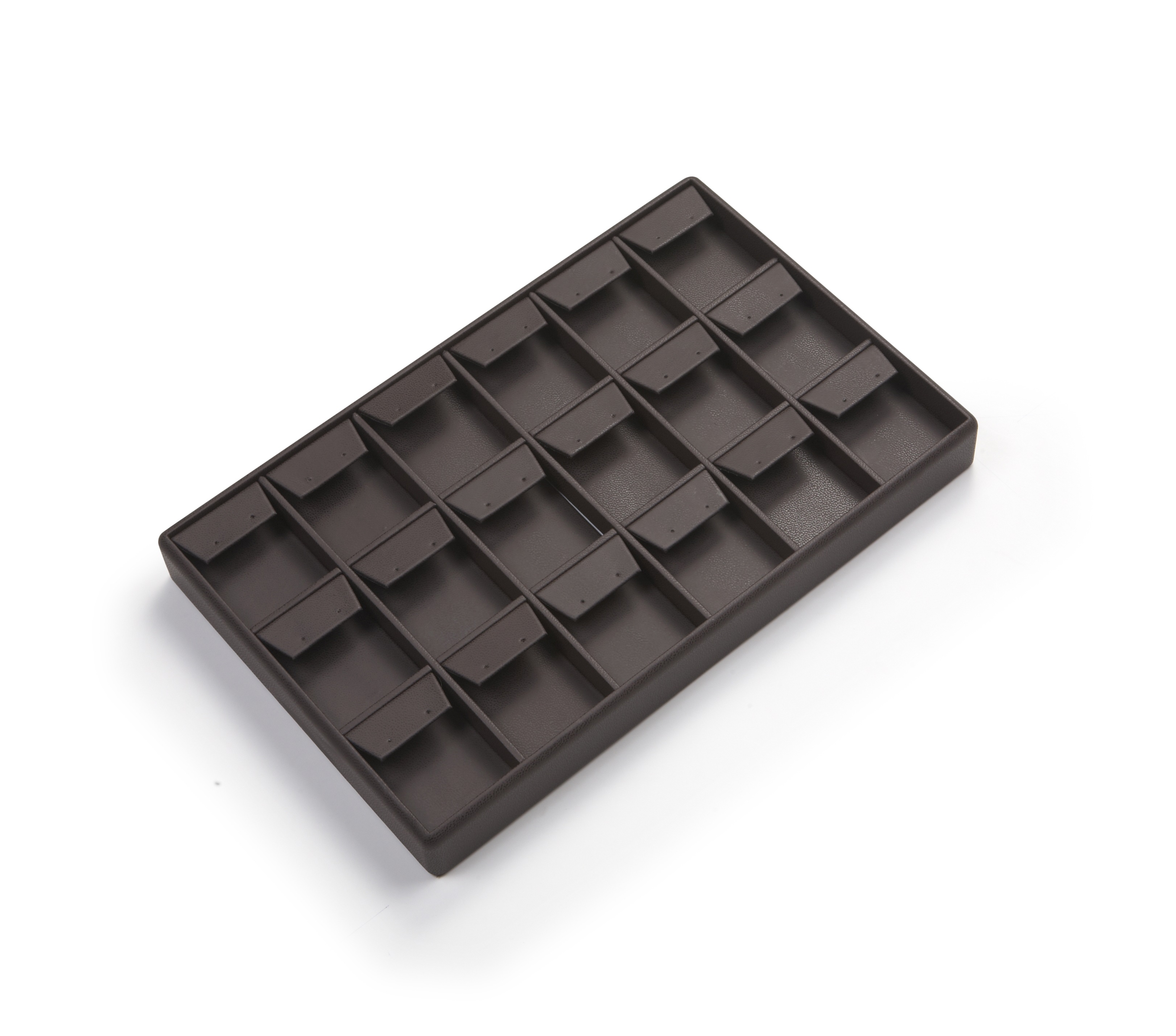 Chocolate Leatherette 18 Earring Tray