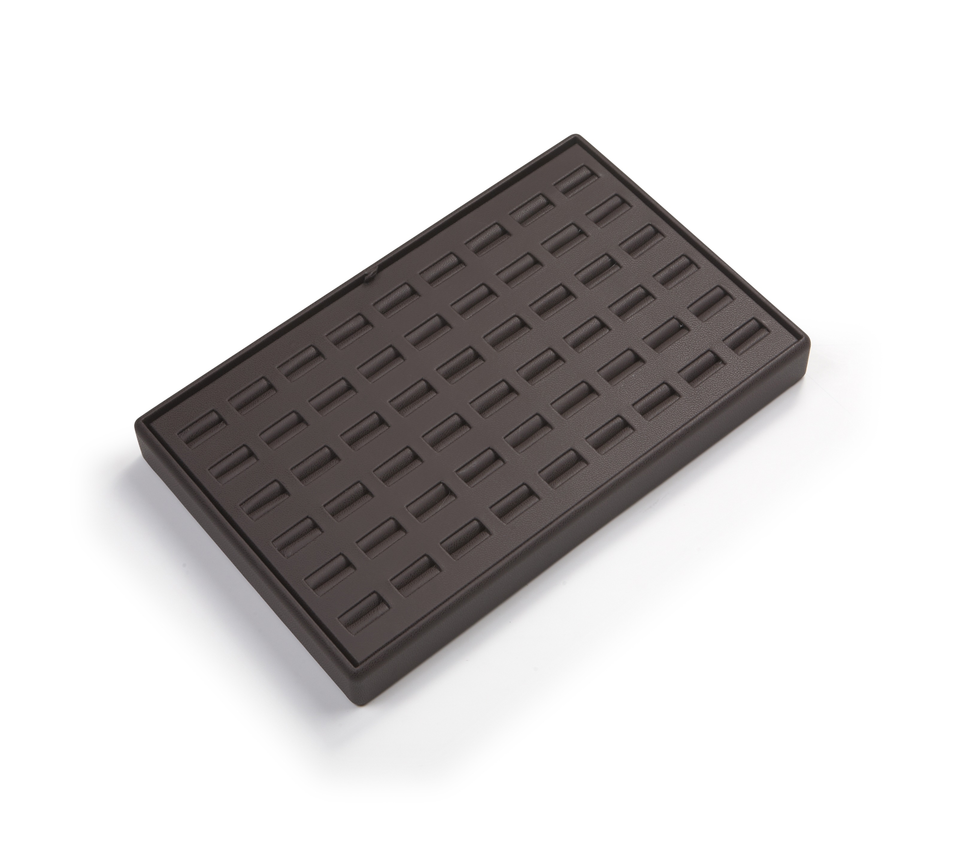 Chocolate Leatherette 72 Slot Ring Tray