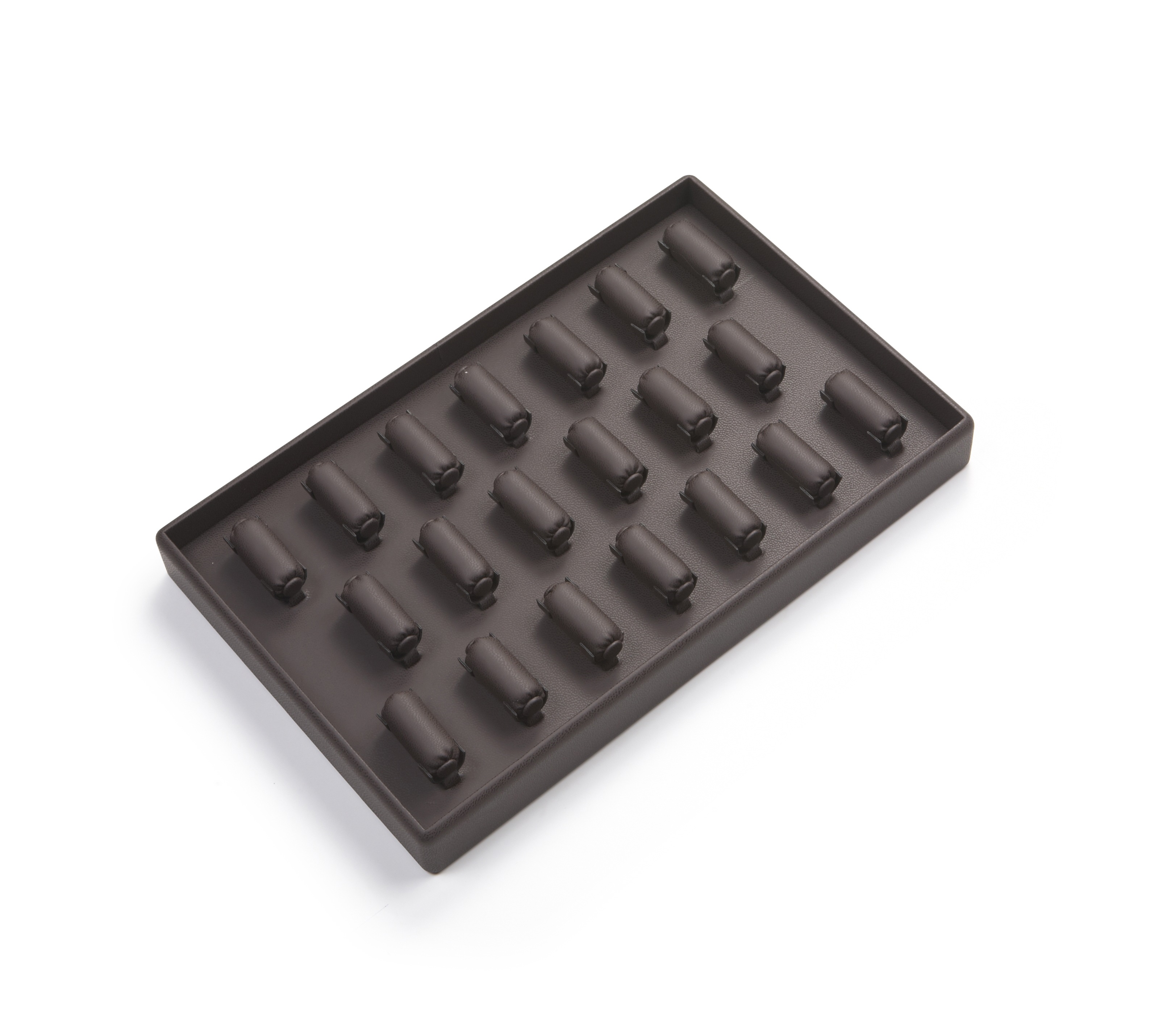 Chocolate Leatherette 20 Ring Tray