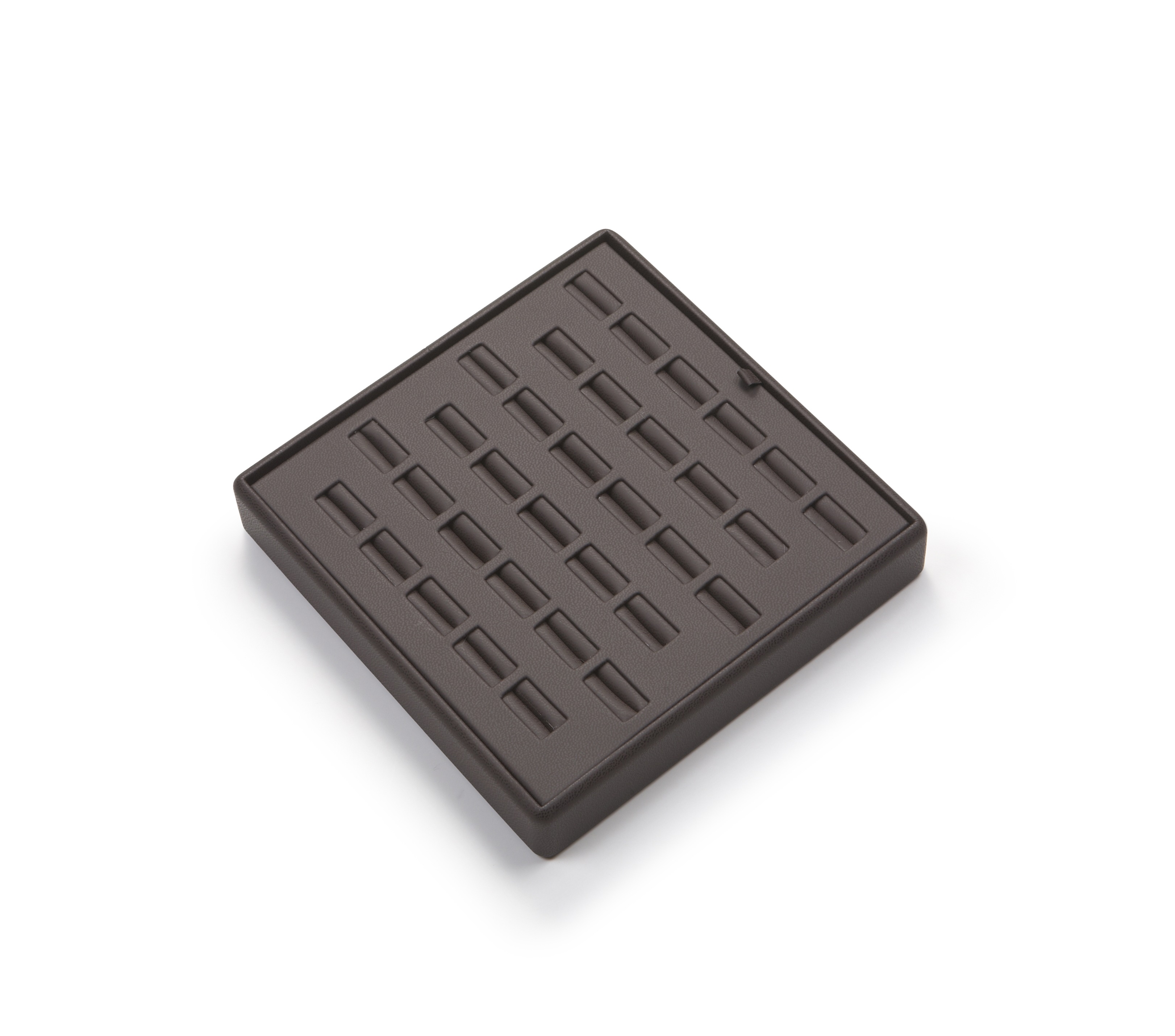 Chocolate Leatherette 33 Slot Ring Tray