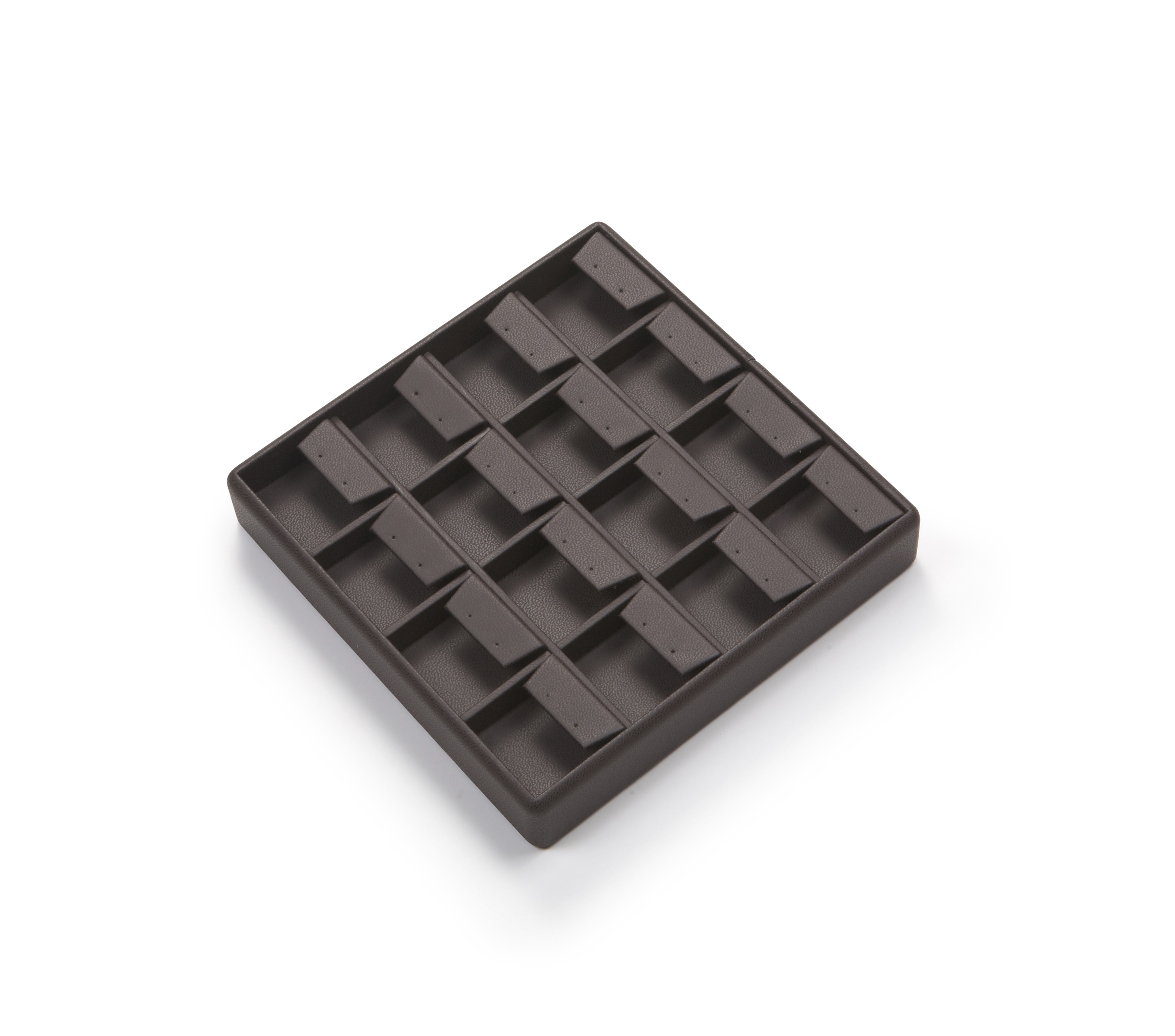 Chocolate Leatherette 16 Earring Tray