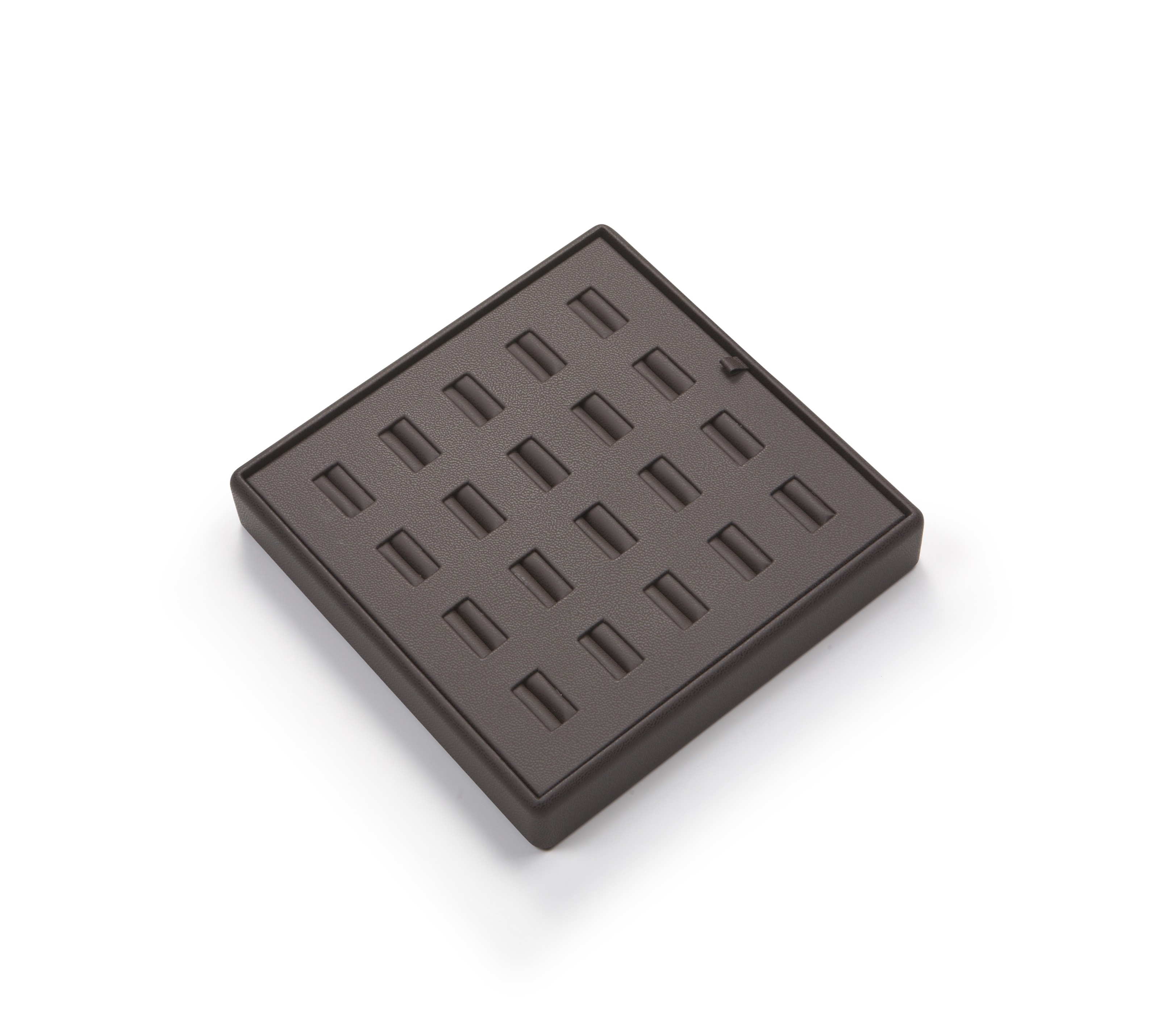 Chocolate Leatherette 20 Slot Ring Tray