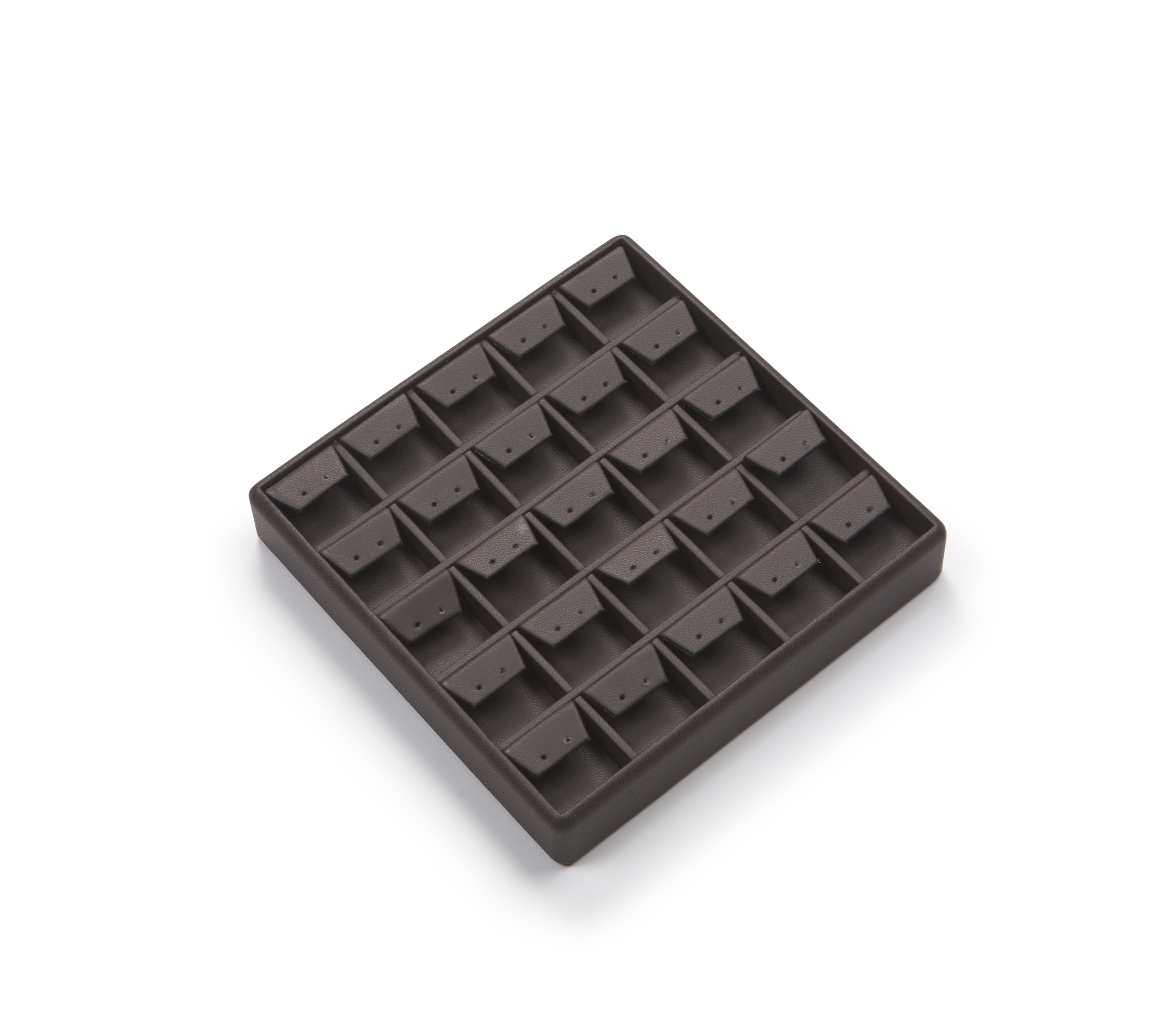 Chocolate Leatherette 25 Earring Tray