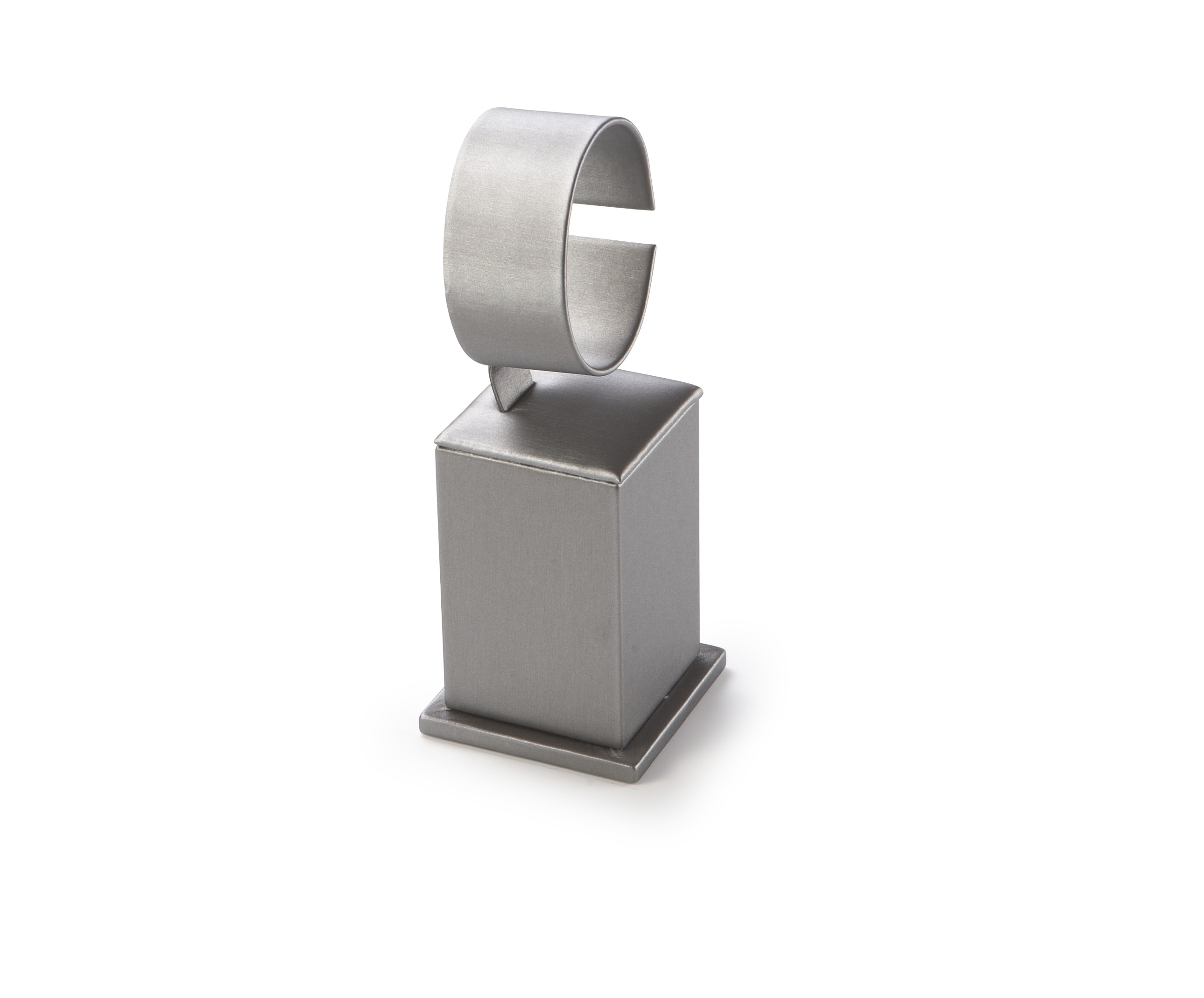 Silver Gray Leatherette Tall Watch Stand