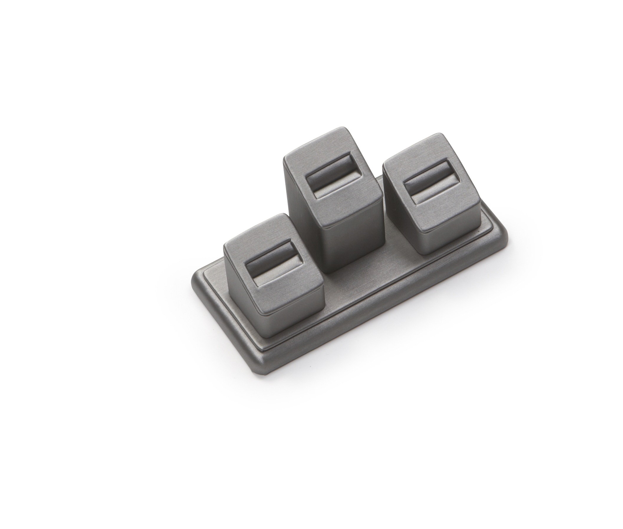 Silver Gray Leatherette 3 Ring Slot Stand