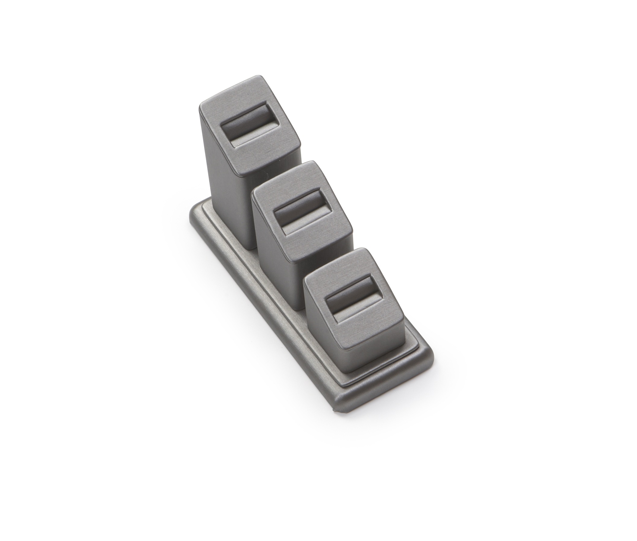 Silver Gray Leatherette 3 Ring Slot Stand