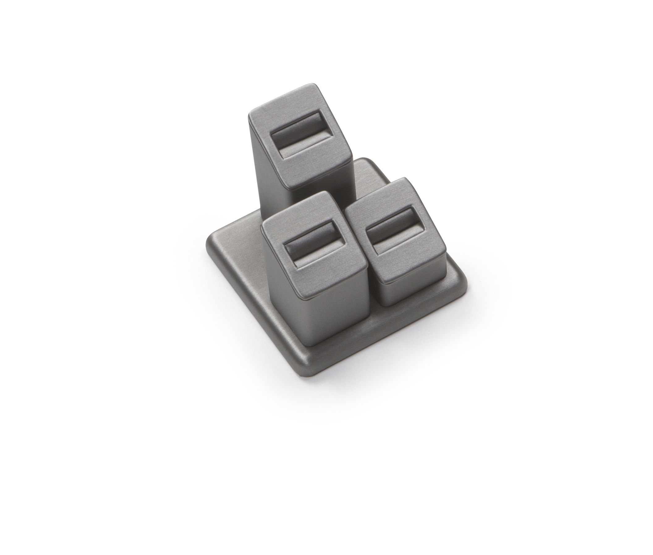 Silver Gray Leatherette 3 Ring Slot Stand
