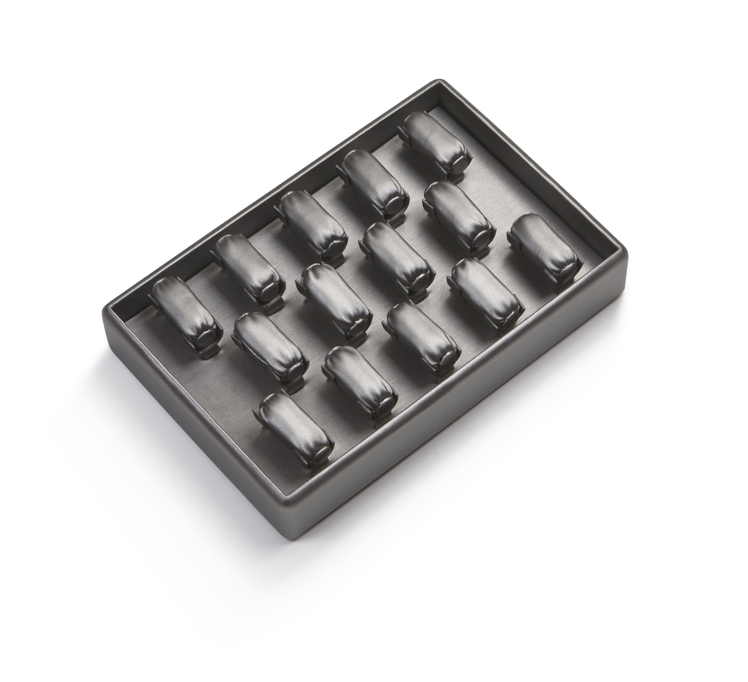 Silver Gray Leatherette 14 Ring Bar Tray