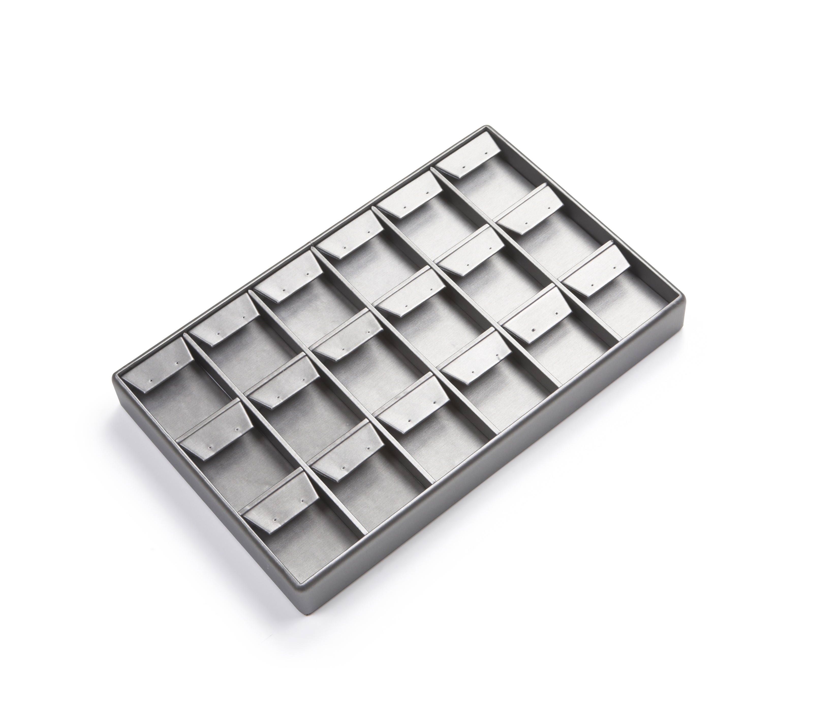 Silver Gray Leatherette 18 Earring Tray