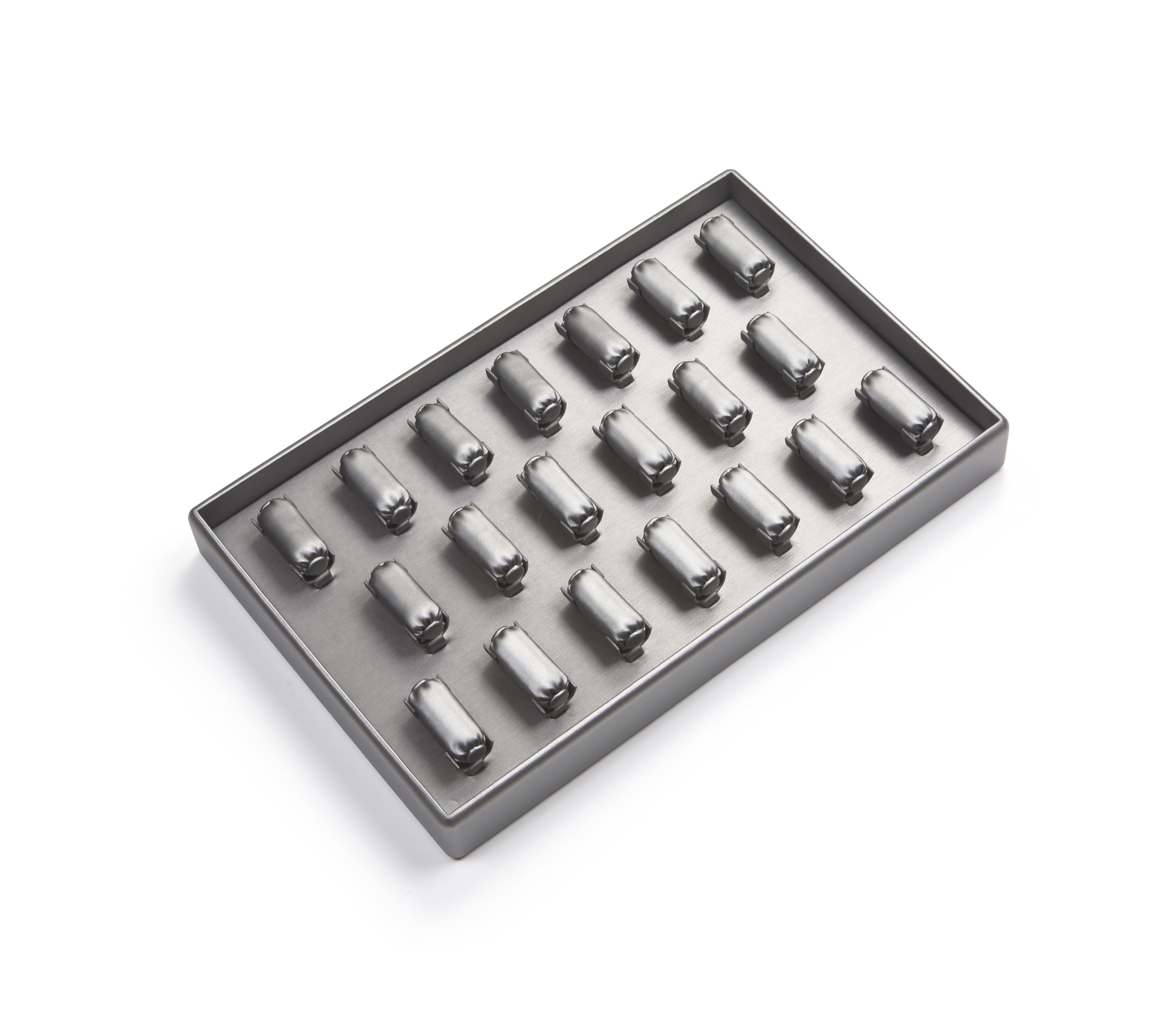 Silver Gray Leatherette 20 Bar Ring Tray